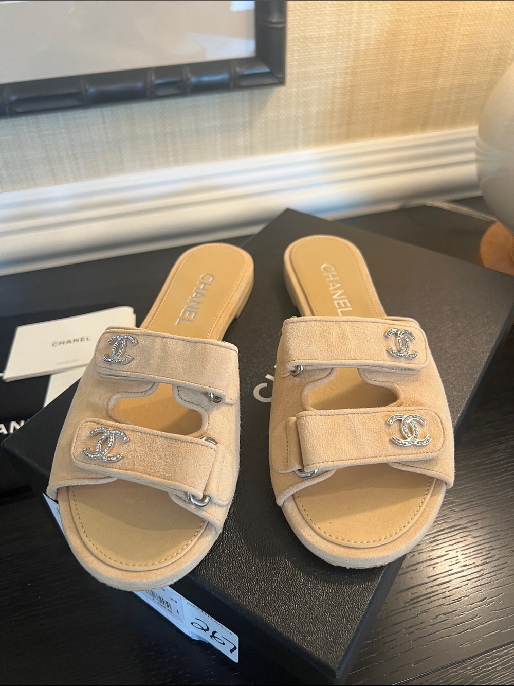 CHANEL suede Kidskin mules beige 38.5